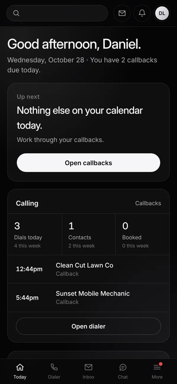 The same CRM on a phone